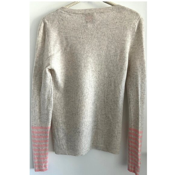 Clements Ribeiro Light Gray with Baby pink Stripes Cashmere Sweater Sz S - Picture 2 of 8